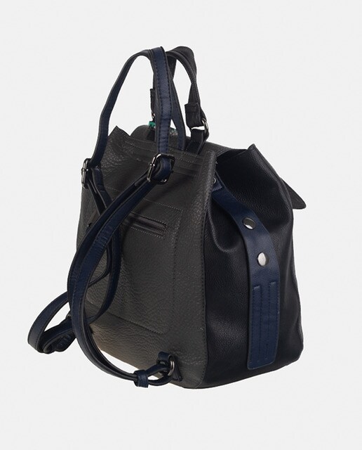 Mochila pequena de camurça e material sintético cinzenta