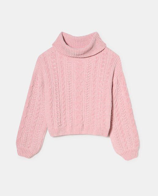 Jersey de mujer con ochos y cuello vuelto