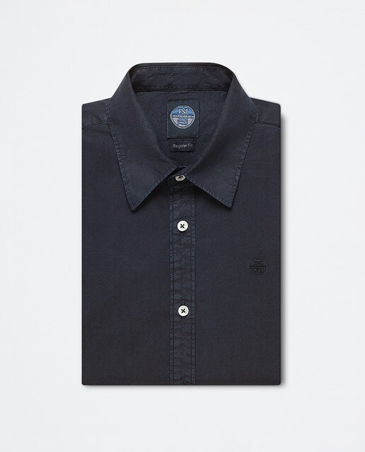 Camisa de homem de corte regular lisa em azul