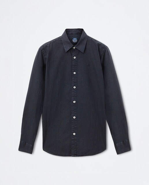 Camisa de homem de corte regular lisa em azul