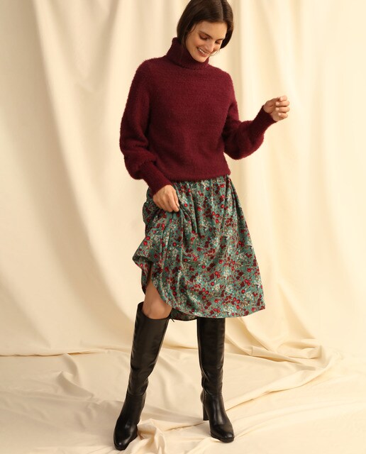 Vestido midi con manga larga