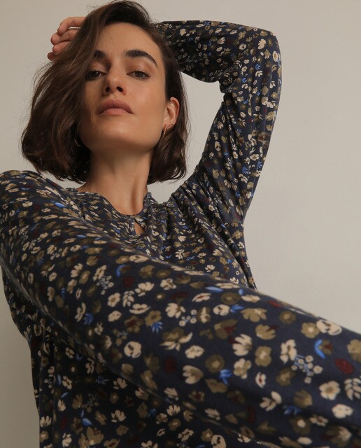 T-shirt com estampado floral e punhos elásticos