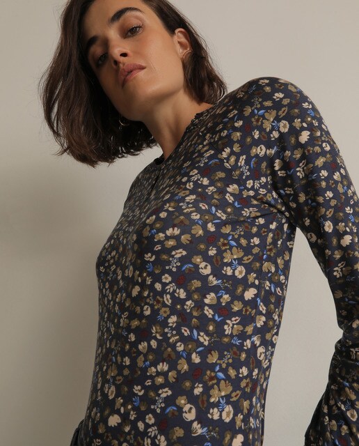T-shirt com estampado floral e punhos elásticos
