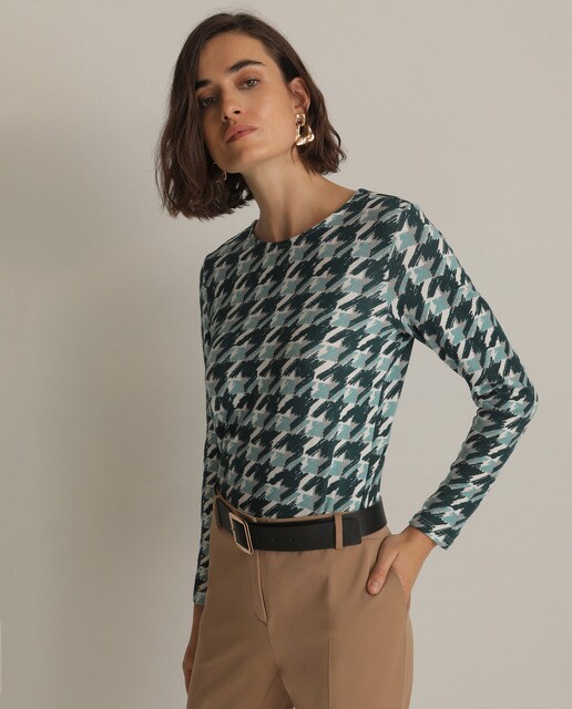 Camisola de malha de pata de galo