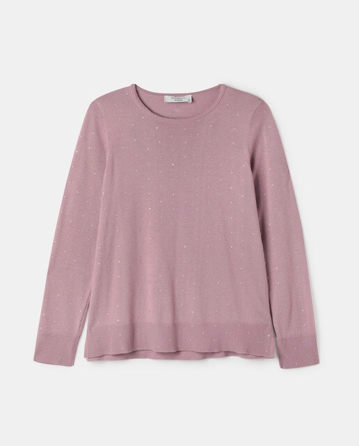 Camisola de malha lisa às bolinhas de glitter