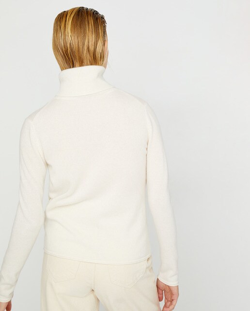 Camisola de malha de mulher 100% caxemira com gola cisne