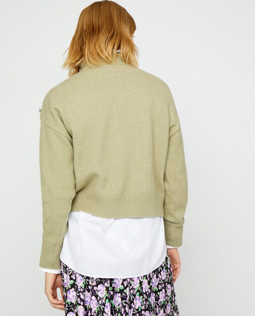 Jersey de mujer con botones joya y cuello perkins