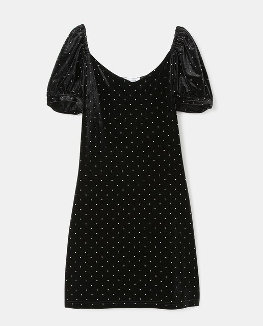 Vestido de veludo com strass