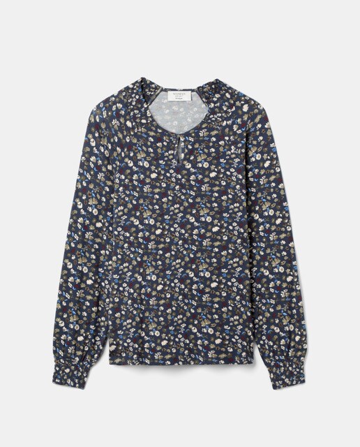 T-shirt com estampado floral e punhos elásticos