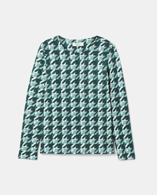 Camisola de malha de pata de galo