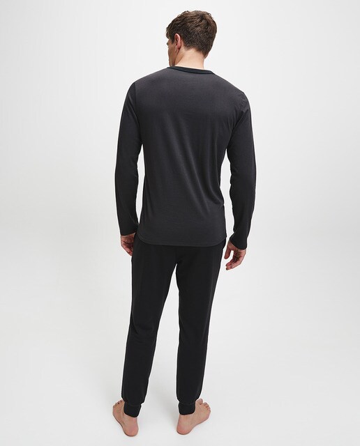 Camisola homewear preta de homem com manga comprida