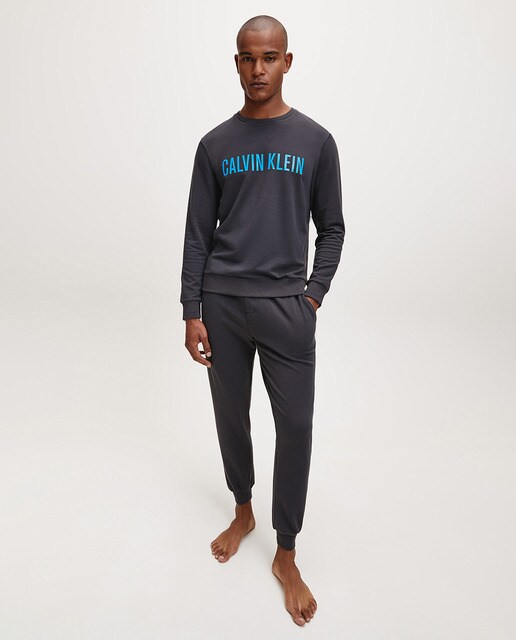 Sweatshirt homewear cinzenta com decote redondo