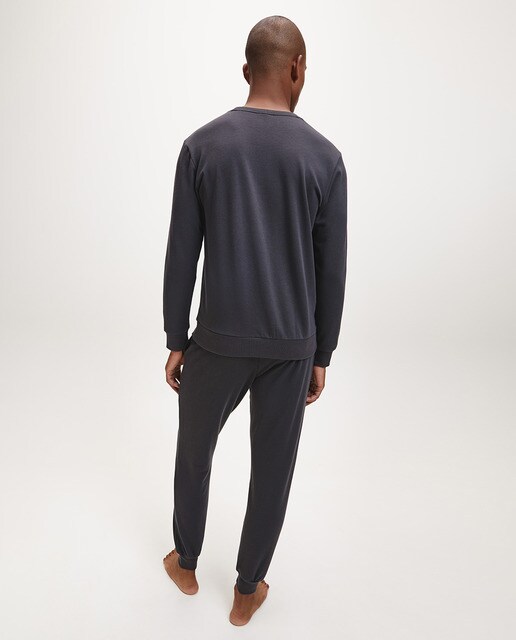 Sweatshirt homewear cinzenta com decote redondo