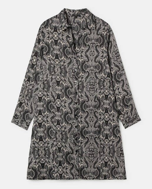 Vestido camiseiro com estampado paisley