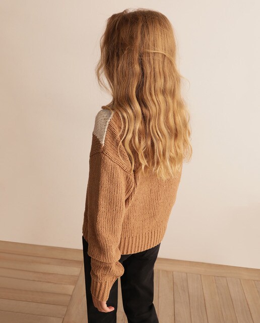 Camisola de malha chenille tricolor