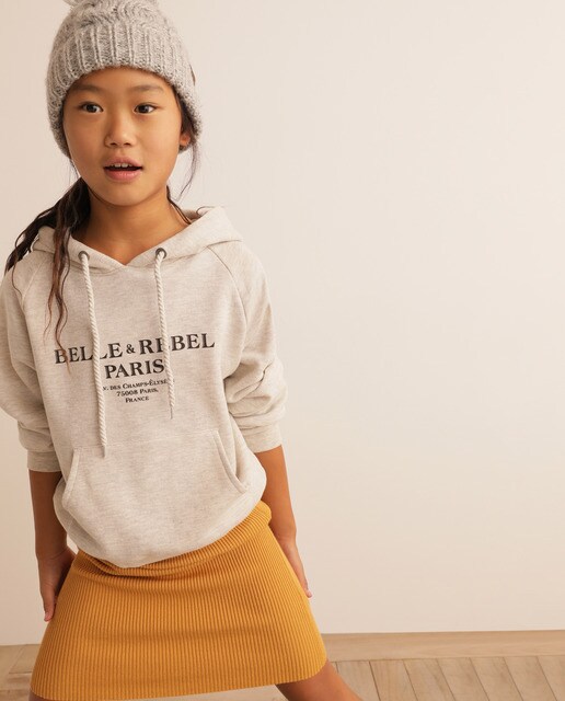 Sweatshirt cinzenta com capuz e bordado
