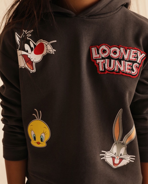 Sweatshirt cinzento-escuro com remendos Looney Tunes