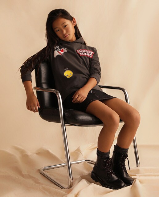 Sweatshirt cinzento-escuro com remendos Looney Tunes