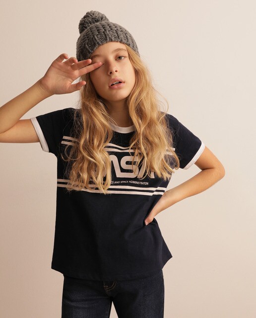 T-shirt azul-marinho com estampado da Nasa