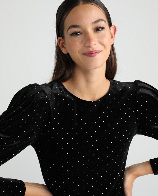 Vestido de veludo com manga balão