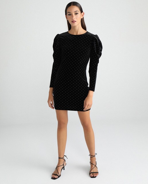 Vestido de veludo com manga balão