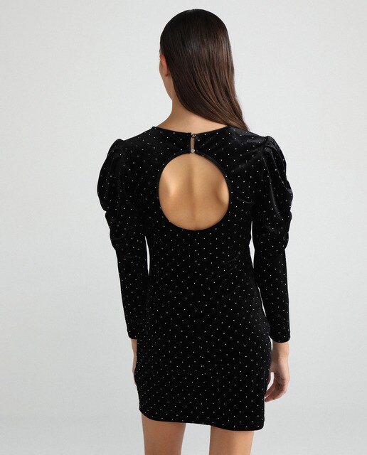 Vestido de veludo com manga balão