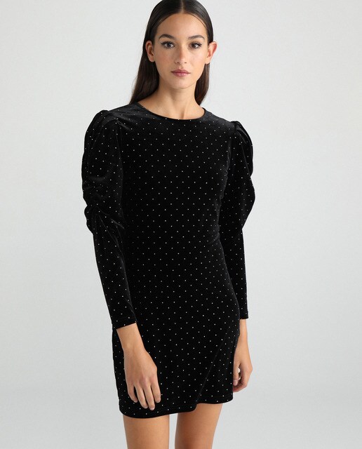 Vestido de veludo com manga balão