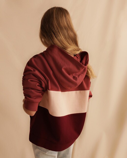 Sweatshirt tricolor com capuz