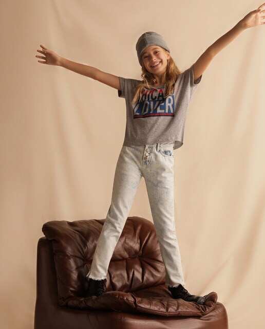 Jeans azuis acid wash