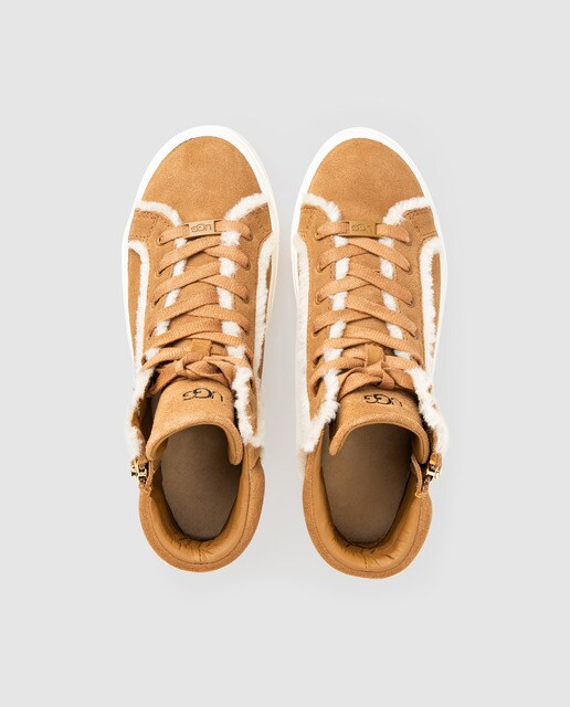 Zapatillas de mujer de piel Ugg de color marrón con cordones