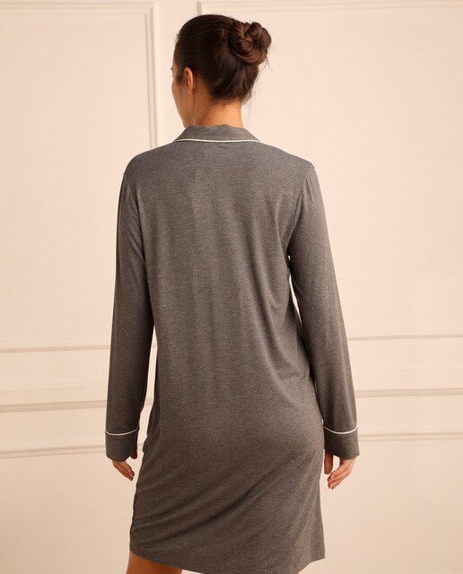 Camisa de dormir curta Tecido Soft lisa