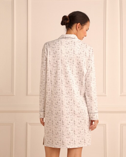 Camisa de dormir curta de algodão estampada