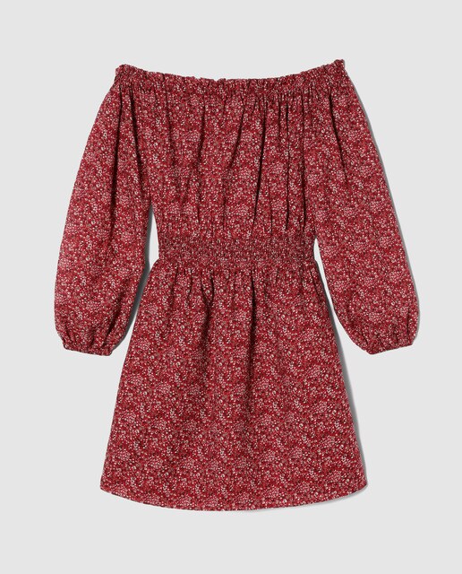 Vestido vermelho com estampado floral