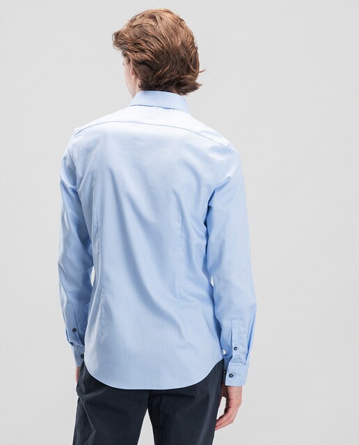 Camisa de homem slim lisa azul