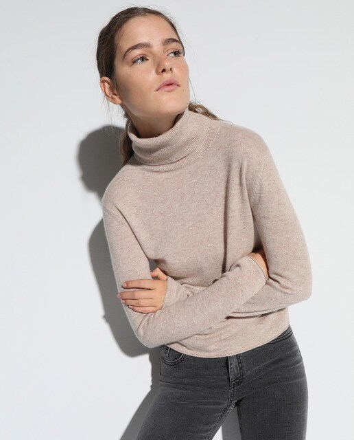Jersey de mujer 100% cashmere con cuello cisne