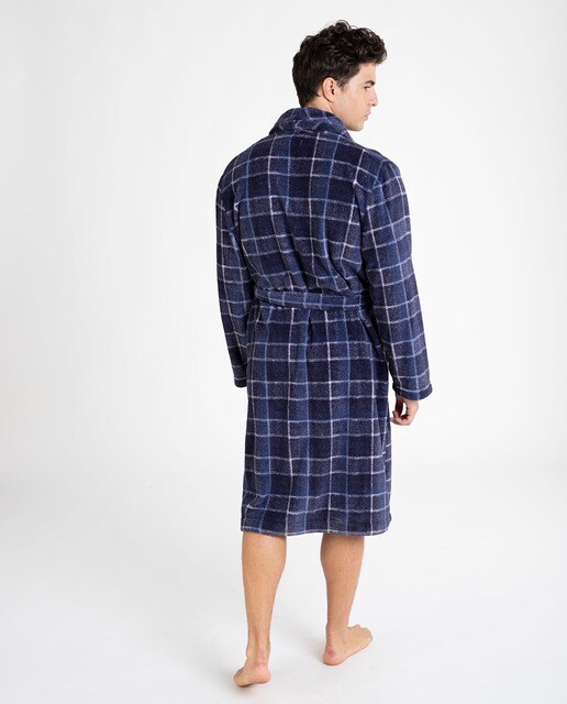 Roupão de homem com quadrados azul
