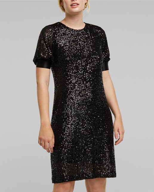 Vestido de festa curto com lantejoulas