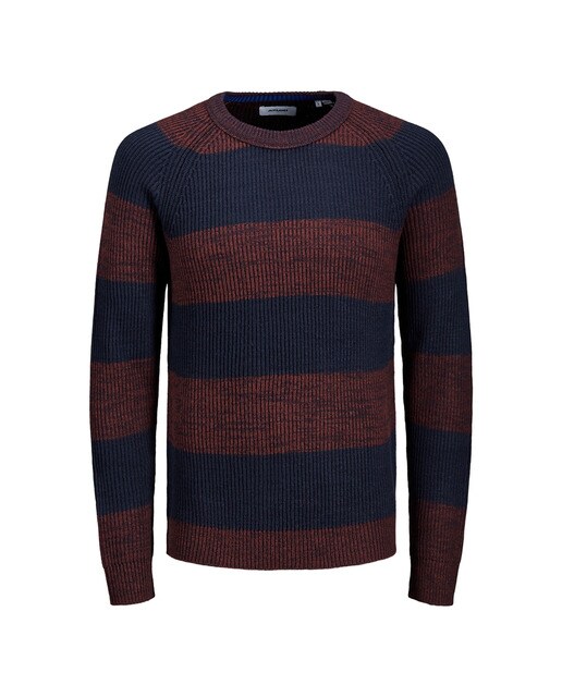 Camisola de malha vermelha de homem com decote redondo