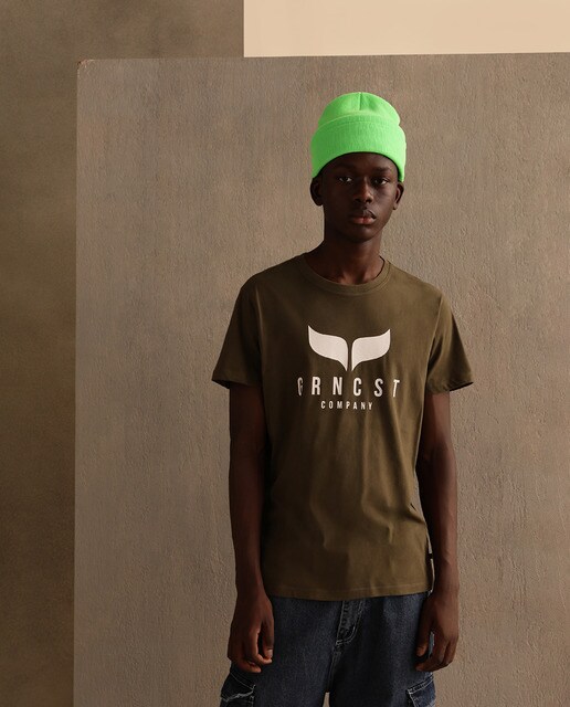 Gorro de malha verde fluorescente