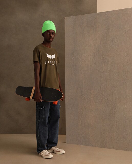 Gorro de malha verde fluorescente
