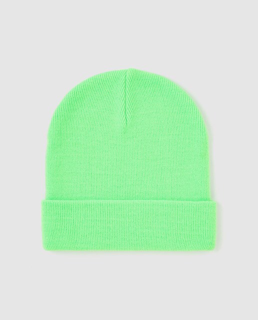 Gorro de malha verde fluorescente