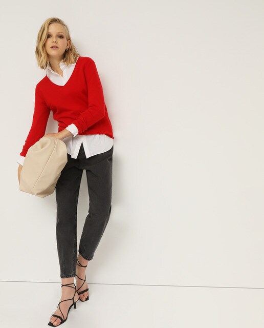 Jersey de mujer 100% cashmere con cuello pico