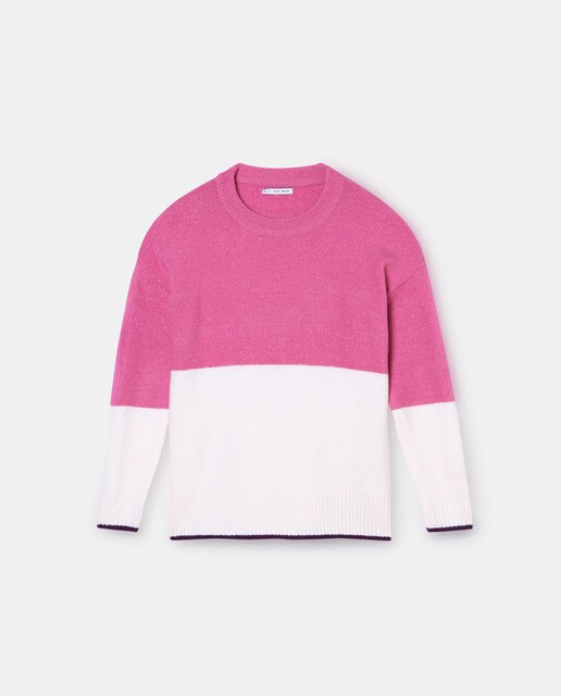 Jersey de mujer bloques de color cuello redondo
