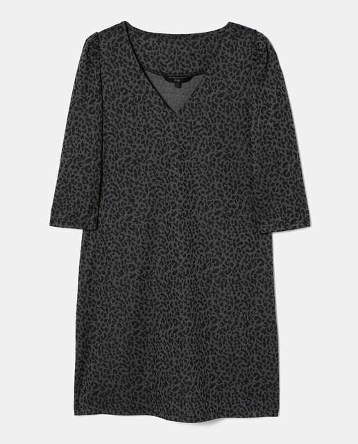 Vestido curto de malha jacquard com animal print de leopardo