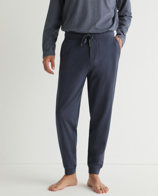 Calças de pijama de malha azuis