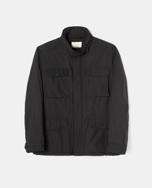 Parka cinzenta de homem com quatro bolsos tamanhos grandes