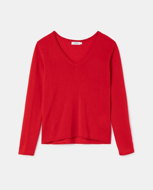 Jersey de mujer 100% cashmere con cuello pico