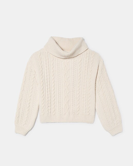Jersey de mujer con ochos y cuello vuelto