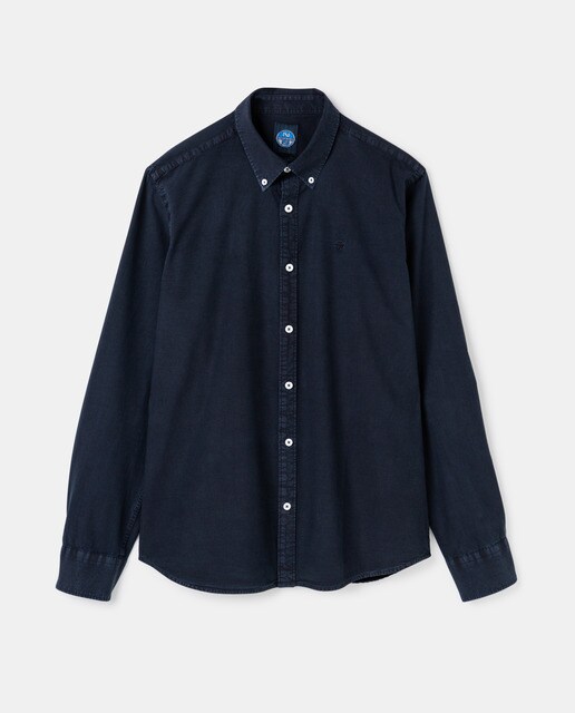 Camisa de homem de corte regular lisa em azul