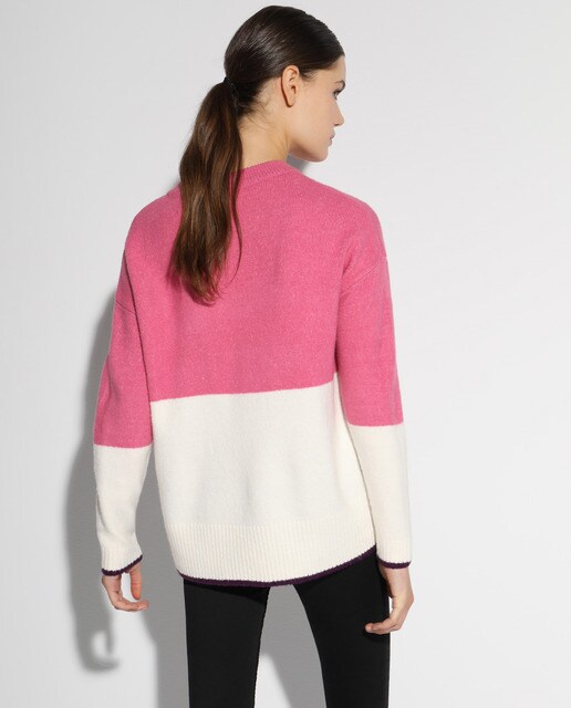 Jersey de mujer bloques de color cuello redondo